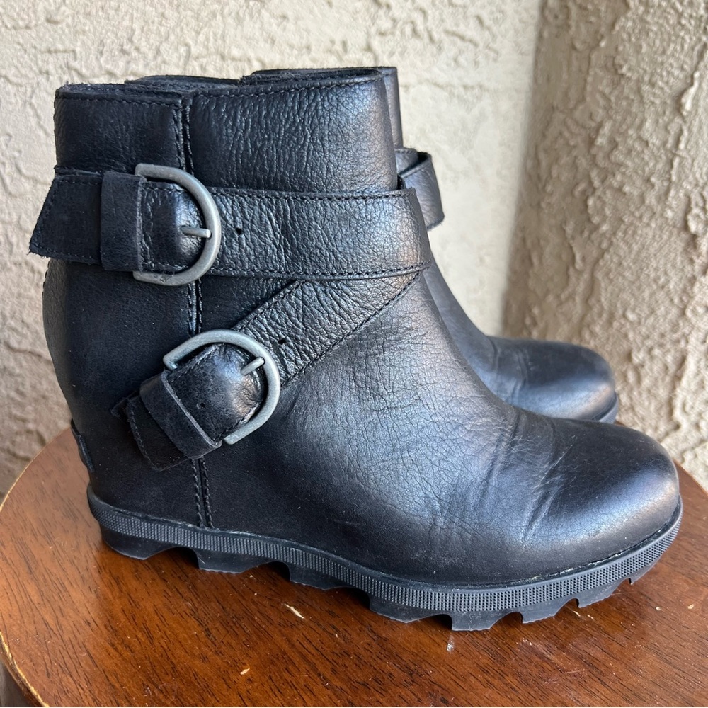 Sorel Black Ankle Boots with Buckle Detail